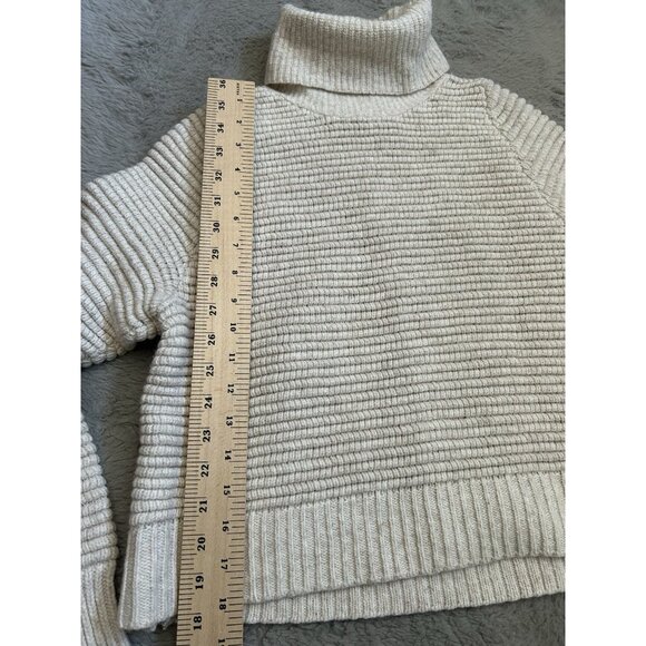 Madewell Tan Side-Button Turtleneck chunky knit sweater cotton wool size XXS - Picture 4 of 11